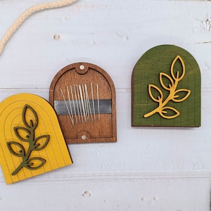 Houten naaldenetui, magnetische naaldetui, houten naaldopberger, naaispeldencompartiment, speldenkussen boho-stijl