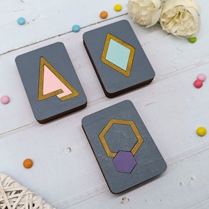 Porta aghi in legno, Porta aghi magnetico, Organizzatore per aghi in legno, Scomparto per spilli da cucito, Puntaspilli Geometria
