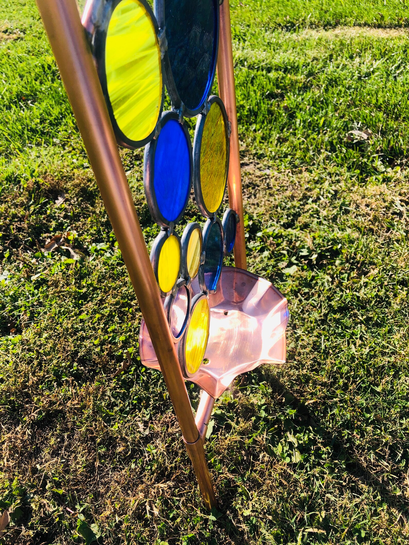 Estaca de arte de jardín de cobre y vidrio con Cardinal | Etsy