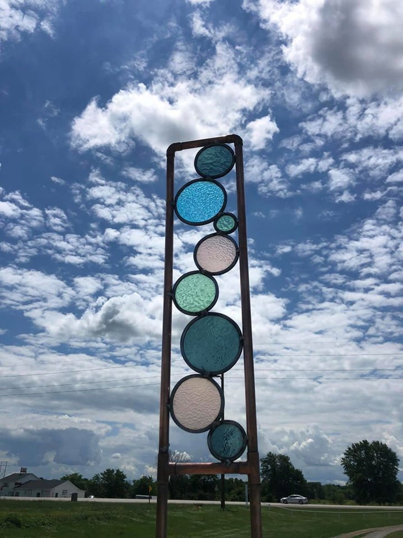 Two Large Copper and Glass Garden Stained Glass Garden Art Etsy