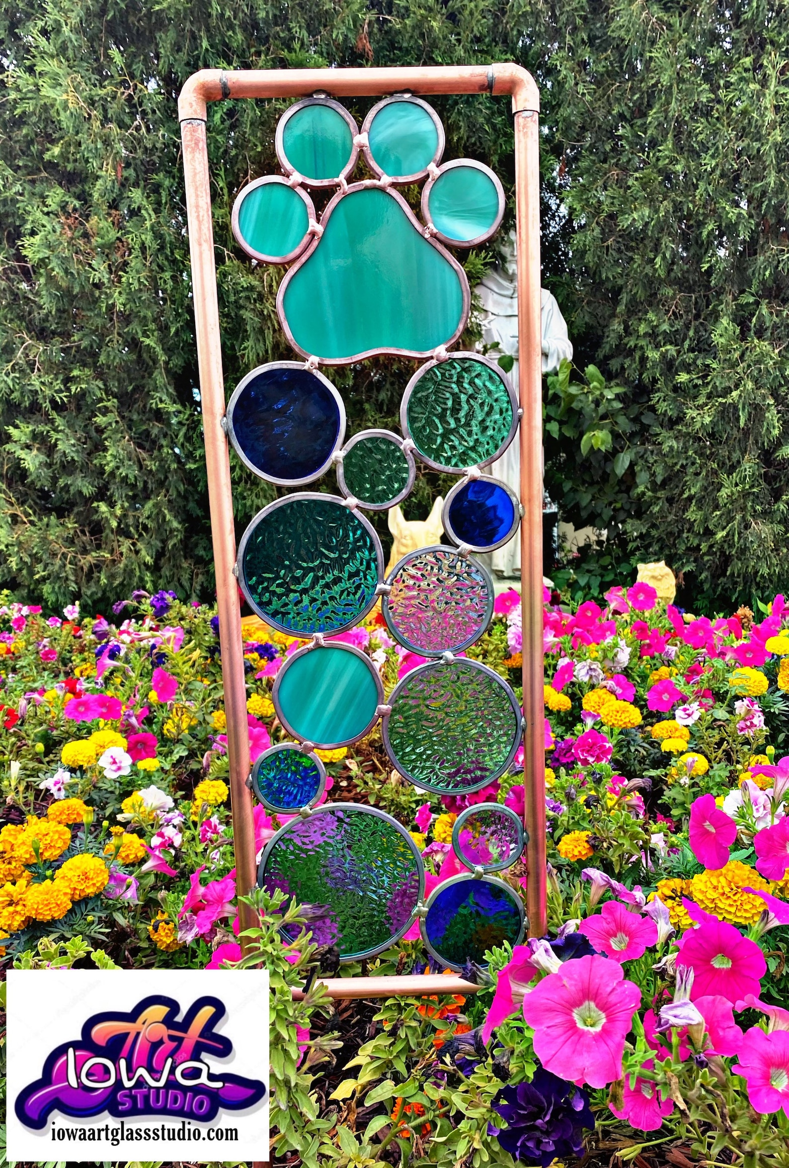 Stained Glass Paw Print Yard Art Free Shipping. - Etsy