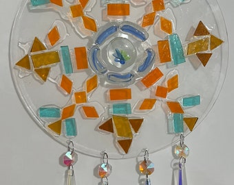 8 inch stained glass sun catcher, free shipping