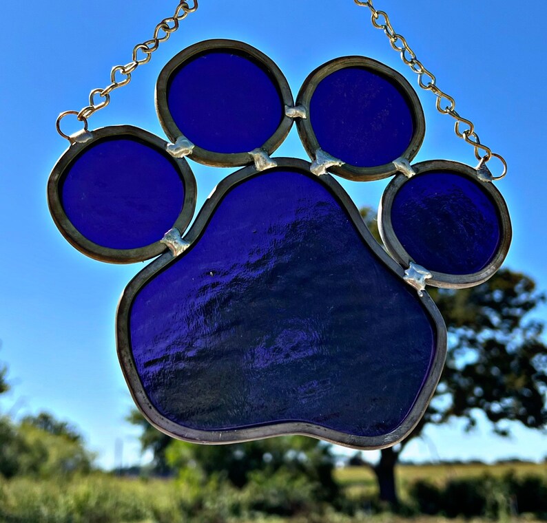 Paw print stained glass sun catcher, free shipping image 3