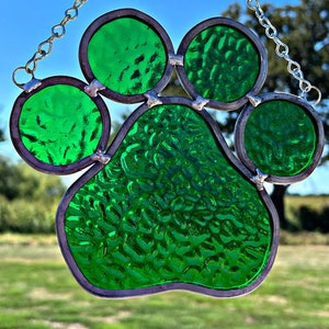 Paw print stained glass sun catcher, free shipping