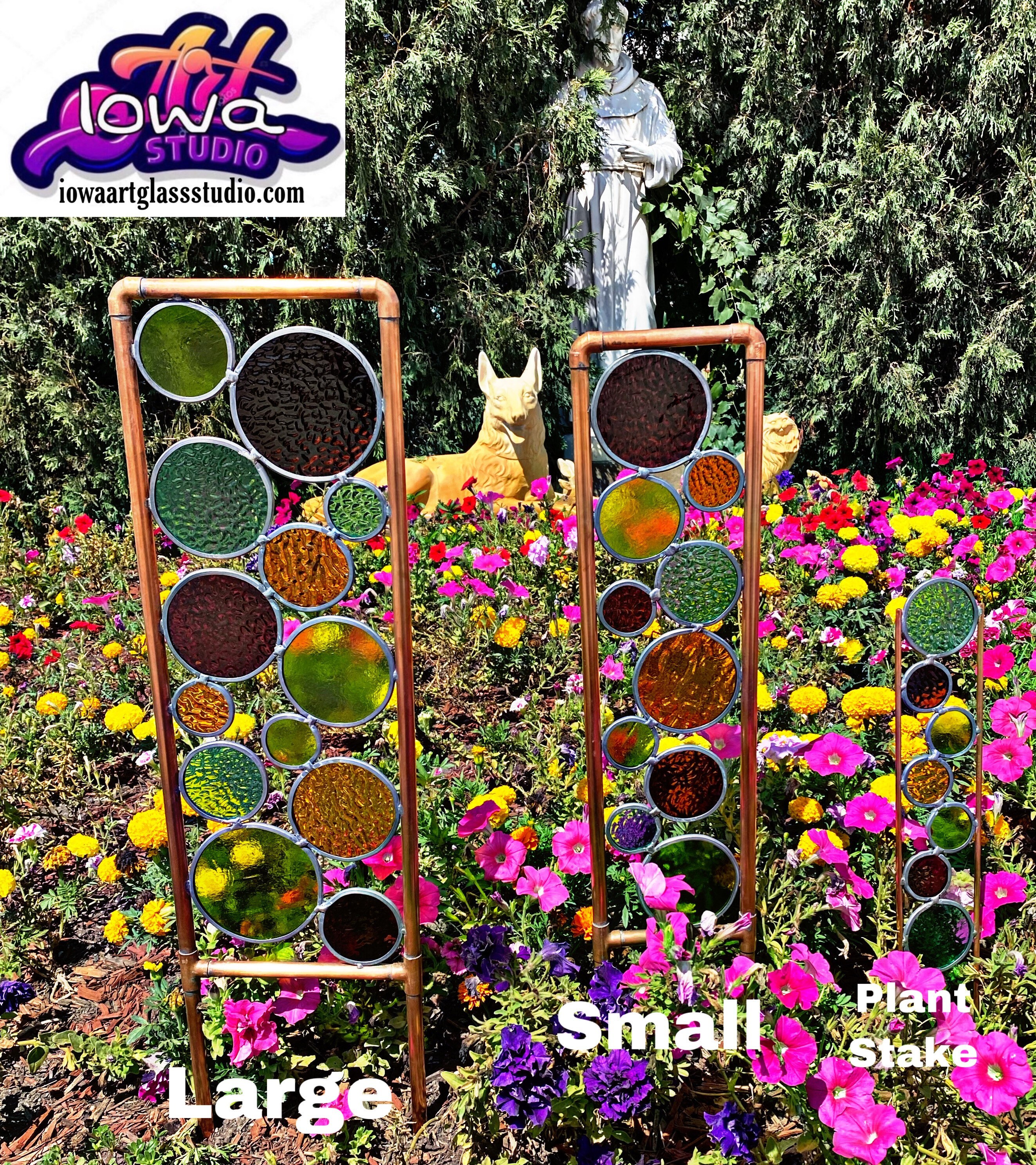 Elements Yard art. Real stained glass & copper garden stakes Earth To…