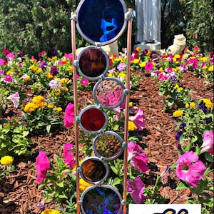 Stained glass Custom Color  yard garden art , Plant Stake, Free Shipping! Send in a Message what colors you want