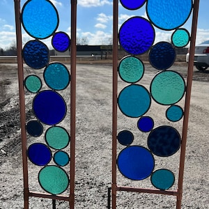 Stained glass lawn, garden stakes Blue mix.  Free shipping