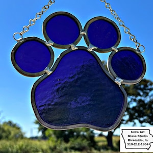 Paw print stained glass sun catcher, free shipping image 1