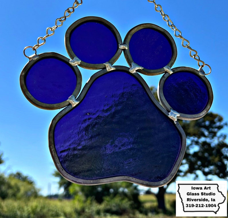 Paw print stained glass sun catcher, free shipping image 1