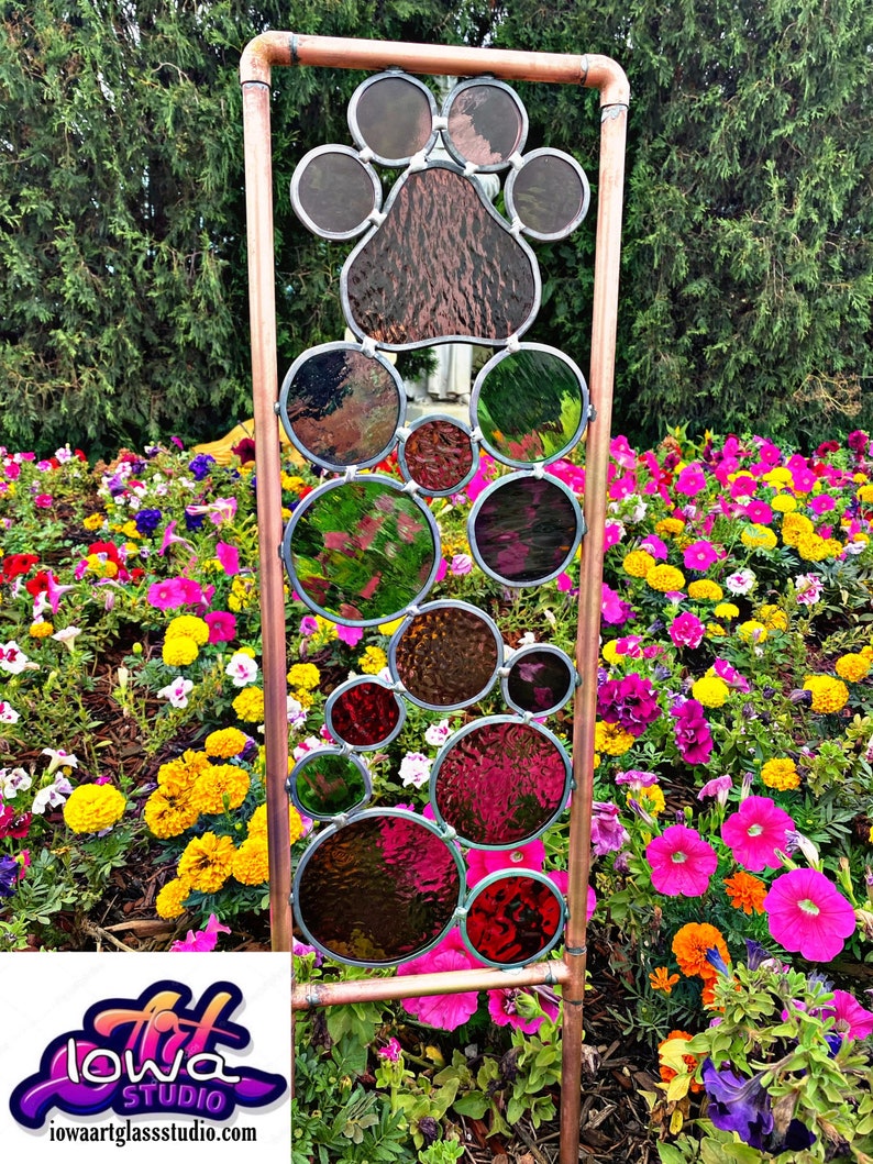 Stained Glass Paw Print Yard Art Free Shipping. - Etsy