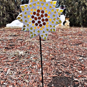 sunflower Stained Glass Mosaic  Kit with stake.  Free shipping