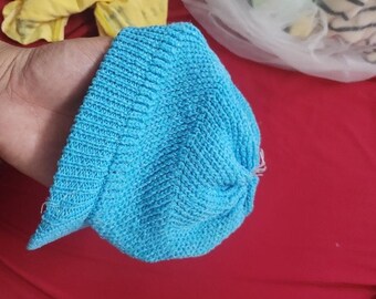 Warm knitted baby blue hat