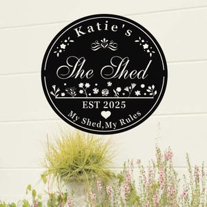 Letrero personalizado &quot;She Shed&quot;, letrero personalizado para cobertizo de jardín, arte de pared de metal &quot;She Shed&quot;, decoración &quot;She Shed&quot;, regalos para mamá y abuela, decoración de cobertizo de jardinería