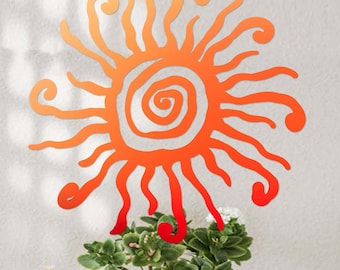 Wacky Sun Metal Wall Art,Wacky Sun Wall Decor,Sun Garden Decor,Metal Whimsical Spiral Sun Sign,Sun Patio Porch Decor,Above Bed Decor