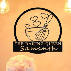 Personalized Baking Metal Sign,Custom Baker Name Sign,Bakery Sign,Baking Wall Art,Kitchen Decor,Bakery Shop Decor,Gift For Mom Nana Baker