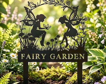 Personalized Fairy Metal Garden Sign,Custom Garden Sign,Fairy Garden Stake,Outdoor Garden Yard Decor,Metal Fairy Garden Art,Gardener Gift