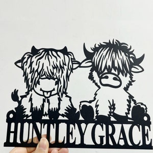 Custom Highland Cow Metal Sign,Cute Highland Cows Wall Decor,Personalized Highland Cow Farm Sign,Highland Cow Wall Art,Cow Farmhouse Decor