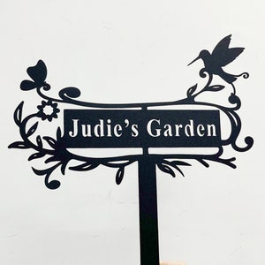 Personalized Metal Garden Sign,Custom Garden Sign,Bird Flower Garden Stake,Outdoor Garden Decor,Garden Art,Mother’s Day,Gift for Gardener