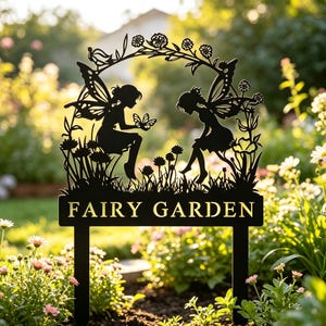 Personalized Fairy Metal Garden Sign,Custom Garden Sign,Fairy Garden Stake,Outdoor Garden Yard Decor,Metal Fairy Garden Art,Gardener Gift image 3