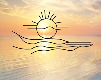 Sunrise Metal Wall Art - Black Sun Sparkle Decor, 35x28 Inches, For Living Room Or Outdoor