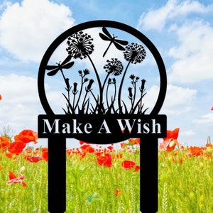 Personalized Dandelion Metal Garden Sign,Custom Garden Sign,Dandelion Dragonfly Garden Stake,Outdoor Dandelion Garden Decor,Gardener Gift