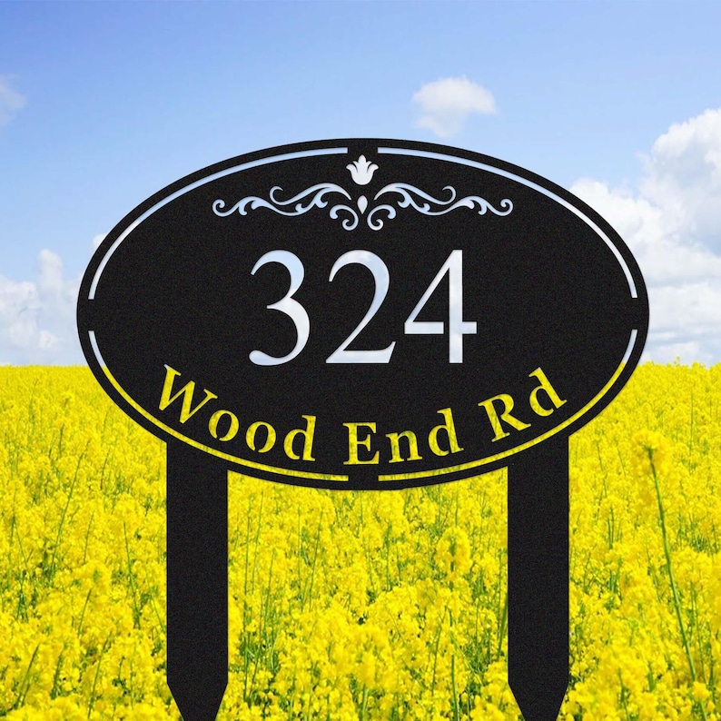 Custom Metal Address Sign With Stakes, Personalized Yard Address Sign ...