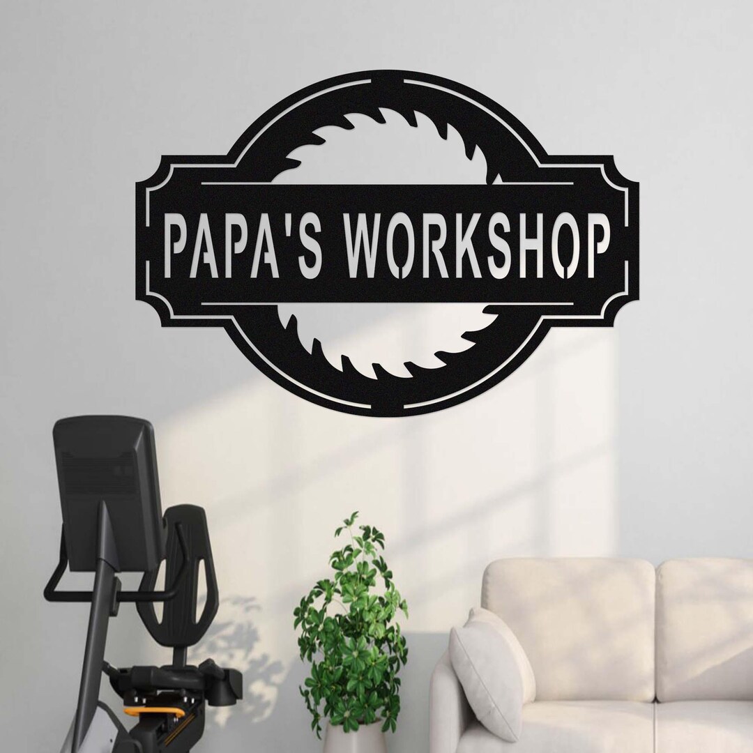 Custom Workshop Sign, Woodshop Metal Sign, Personalized Workshop Name ...