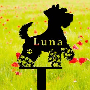 Personalized Metal Schnauzer Grave Marker,Miniature Schnauzer Memorial Stake,Custom Dog Cemetery Stake,Dog Garden Stake,Dog Garden Decor