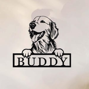 Personalized Dog Sign,Golden Retriever Metal Sign,Custom Dog Name Sign,Golden Retriever Wall Art,Dog House Sign Wall Decor,Loss of Dog Gift