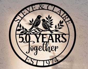 50th Anniversary Personalized Metal Sign,Golden Wedding Anniversary,50th Wedding Anniversary Gift for Parents,Custom 50th Anniversary Sign