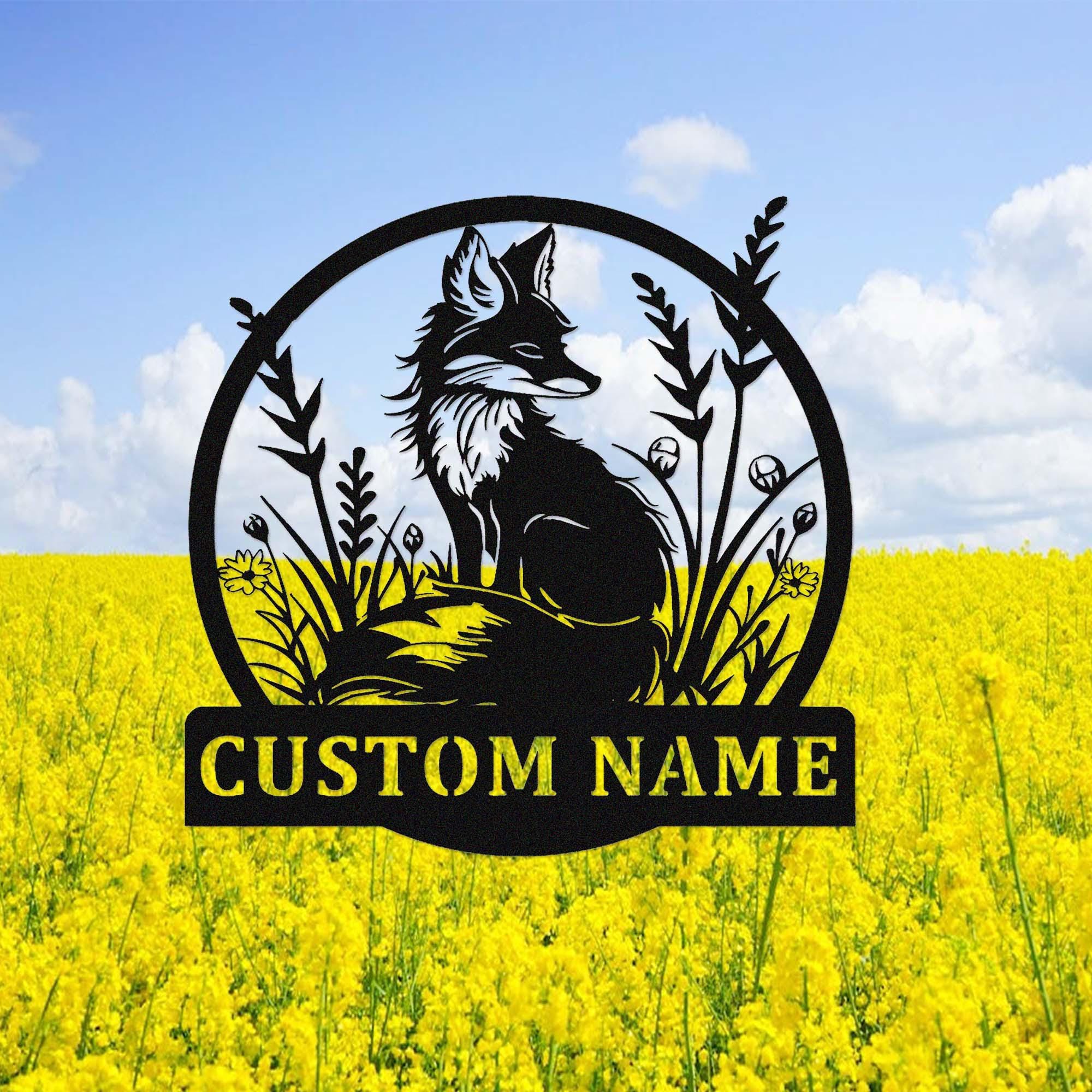 Custom Metal Fox Sign,Personalized Fox Name Sign,Fox Metal Wall Art,Fox Nursery Decor,Fox Cabin Sign,Fox Garden Decor,Fox Lover Gift