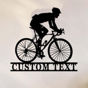 カスタムロードバイクメタルサイン、男性用ロードバイクレーシングウォールAR、パーソナライズサイクリングサイン、自転車ウォールデコ、スポーツ自転車サイン、自転車愛好家へのギフト