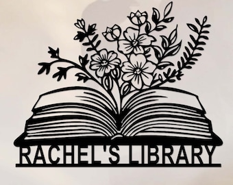 Personalized Library Sign,Book Nook Sign,Custom Books Metal Sign,Reading Room Sign Decor,Book Club Decor,Bookshelf Sign,Book Metal Wall Art