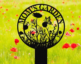 Letrero de jardín metálico personalizado, letrero de jardín personalizado, estaca de flores, decoración de jardín al aire libre, letrero de flores de jardín, letrero con nombre de jardinero