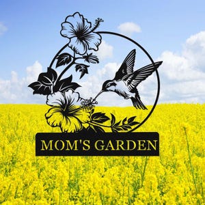 Personalized Hummingbird Metal Garden Sign,Custom Garden Sign,Outdoor Hummingbird Garden Decor,Metal Hummingbird Garden Art,Gardener Gift