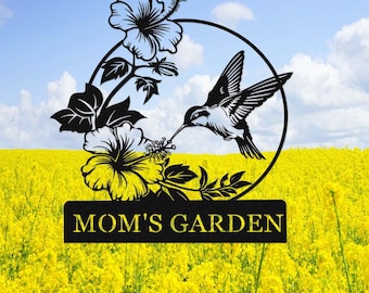 Personalized Hummingbird Metal Garden Sign,Custom Garden Sign,Outdoor Hummingbird Garden Decor,Metal Hummingbird Garden Art,Gardener Gift