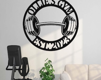 Custom Metal Gym Sign, Home Gym Wall Decor, Personalized Home Gym Sign, Workout Fitness Club Sign, Barbell Sign, Gym Weights Metal Wall Art