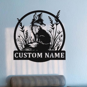 Custom Metal Fox Sign,personalized Fox Name Sign,fox Metal Wall Art,fox ...