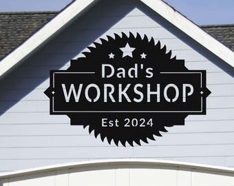 Custom Metal Workshop Sign, Garage Metal Sign, Personalized Workshop Name Sign, Man Cave Decor, Mechanic Workshop Decor, Fathers Day Gift