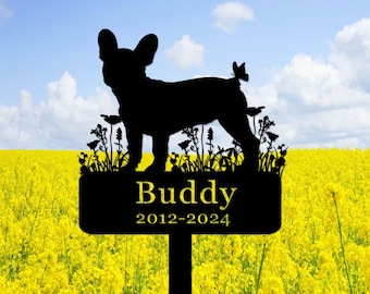 French Bulldog Memorial Stake Personalized,French Bulldog Metal Grave Marker,Custom Dog Cemetery Stake,Dog Memorial Sympathy Gift,Dog Stake
