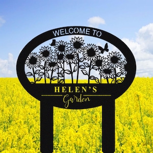 Personalized Sunflower Metal Garden Sign, Custom Garden Sign, Sunflower Garden Stake, Garden Decor, Metal Sunflower Garden Art,Gardener Gift