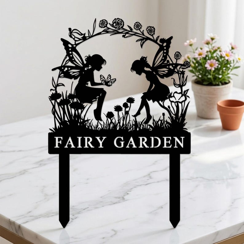 Personalized Fairy Metal Garden Sign,Custom Garden Sign,Fairy Garden Stake,Outdoor Garden Yard Decor,Metal Fairy Garden Art,Gardener Gift image 14