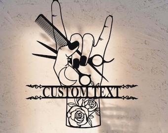 Personalized Hair Salon Metal Sign, Custom Beauty Shop Salon Sign,Salon Welcome Sign,Hair Stylist Sign,Beauty Salon Wall Decor,Barber Decor