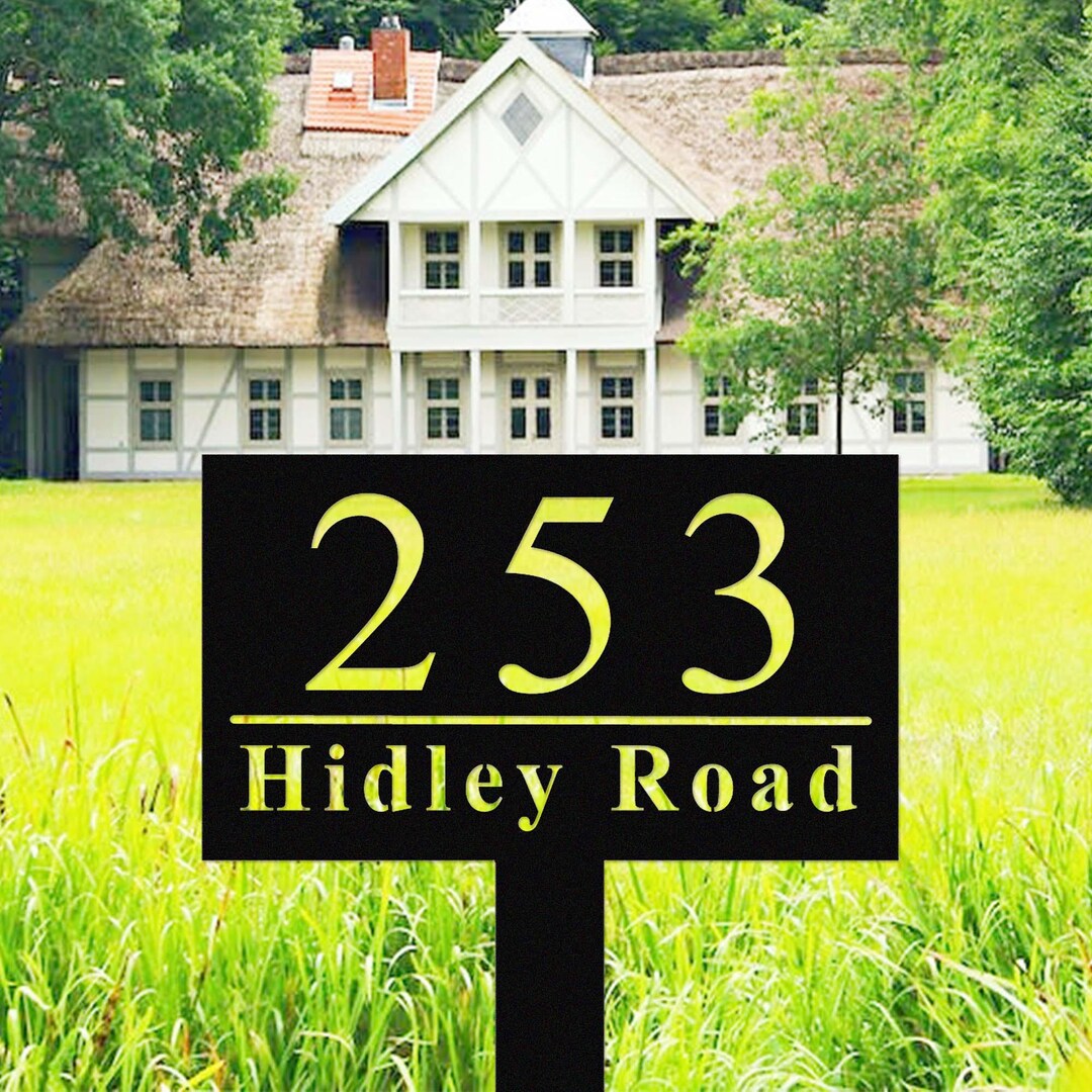 Custom Address Sign,address Yard Stake,personalized House Number Garden ...