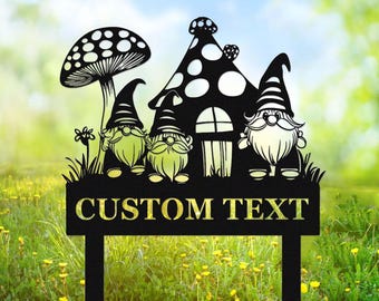 Personalized Garden Gnome Metal Sign,Custom Garden Sign,Garden Gnome Yard Stake,Outdoor Garden Yard Decor,Gnome Garden Art,Garden Stake