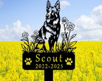 Personalized German Shepherd Memorial Stake,German Shepherd Metal Grave Marker,Custom Dog Cemetery Stake,Dog Remembrance Stake,Loss of Dog