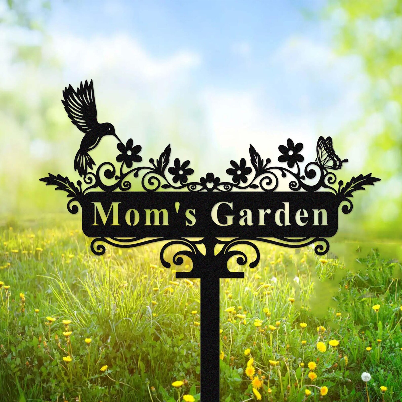 Personalized Metal Garden Sign With Bird, Custom Garden Sign ...