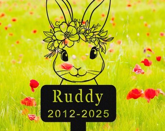 Easter Bunny Garden Stake,Personalized Bunny Memorial Stake,Bunny Metal Grave Marker,Custom Rabbit Cemetery Stake,Bunny Loss Sympathy Gift