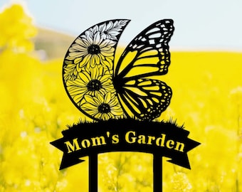 Personalized Metal Butterfly Garden Sign,Custom Garden Sign,Butterfly Flowers Garden Stake,Outdoor Garden Decor,Garden Art,Gift for Gardener