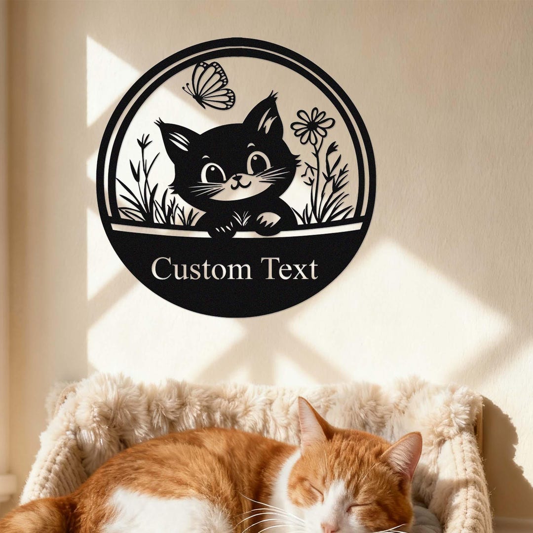 Custom Cat Metal Sign: Personalized Cat Name Signs, Kitty Garden Decor ...
